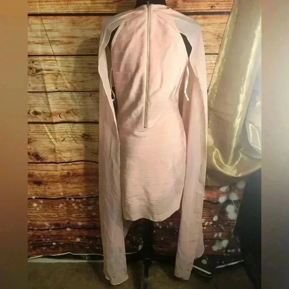 🌸VENUS Chiffon Overlay Bandage Bodycon Pink Dress Sleeveless Sexy Slimmi… - Picture 10 of 16